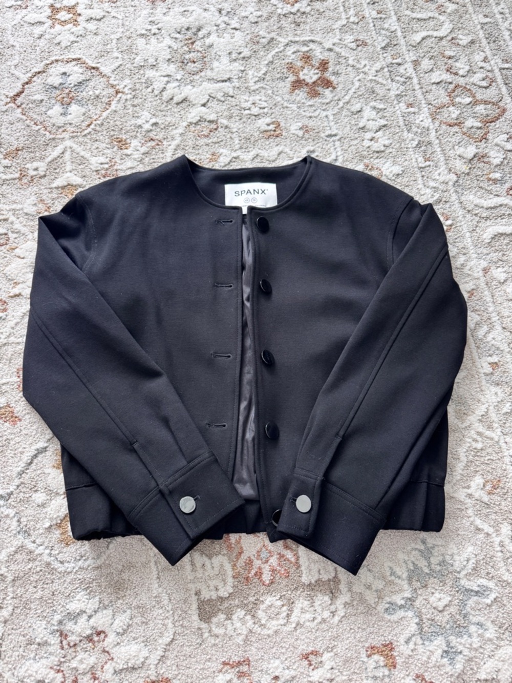 ✨SOLD✨SPANX Black Round-Neck Button-Front Jacket